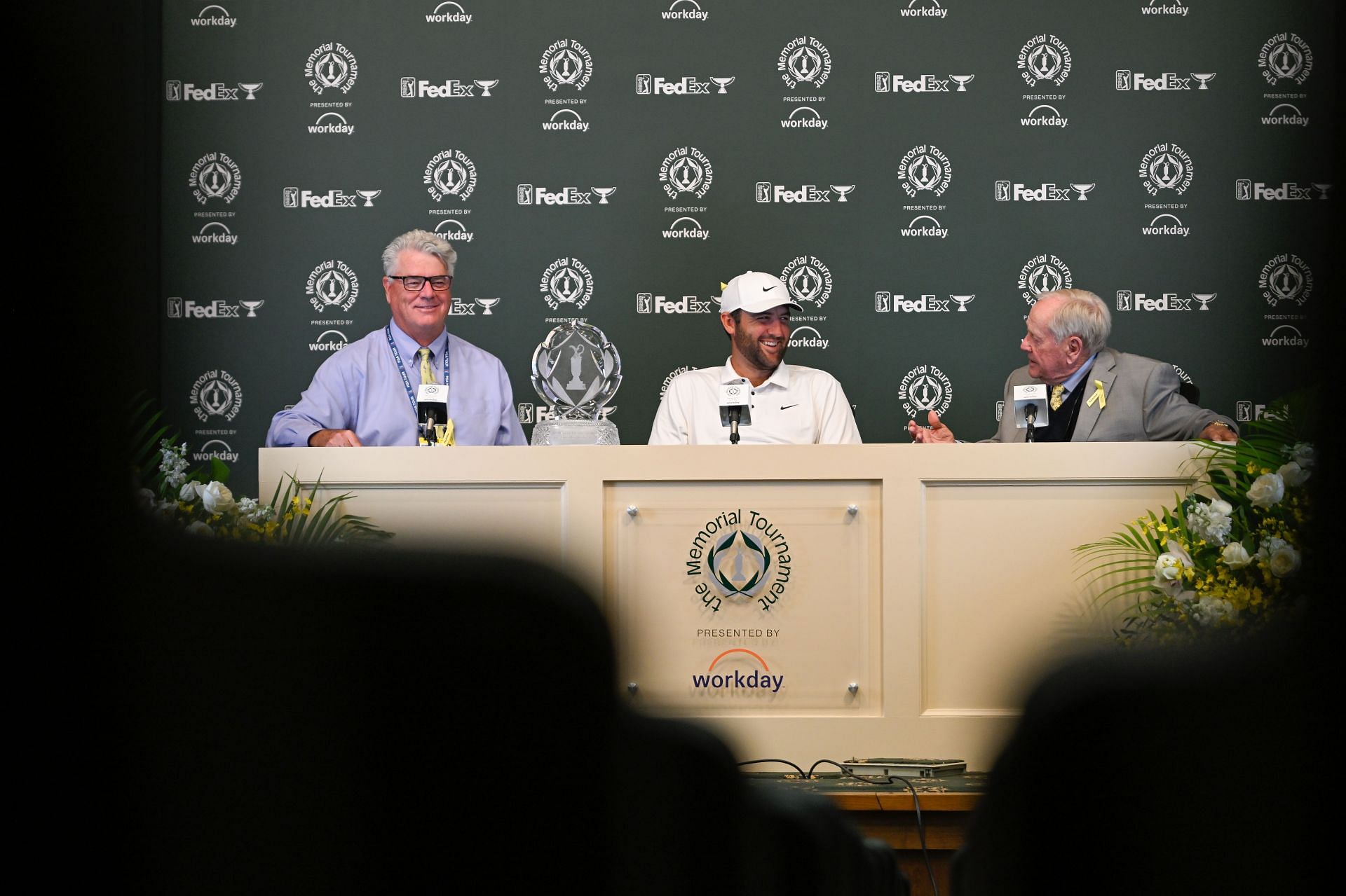 Scottie Scheffler with Jack Nicklaus at the Memorial Tournament press conference- Source: Getty